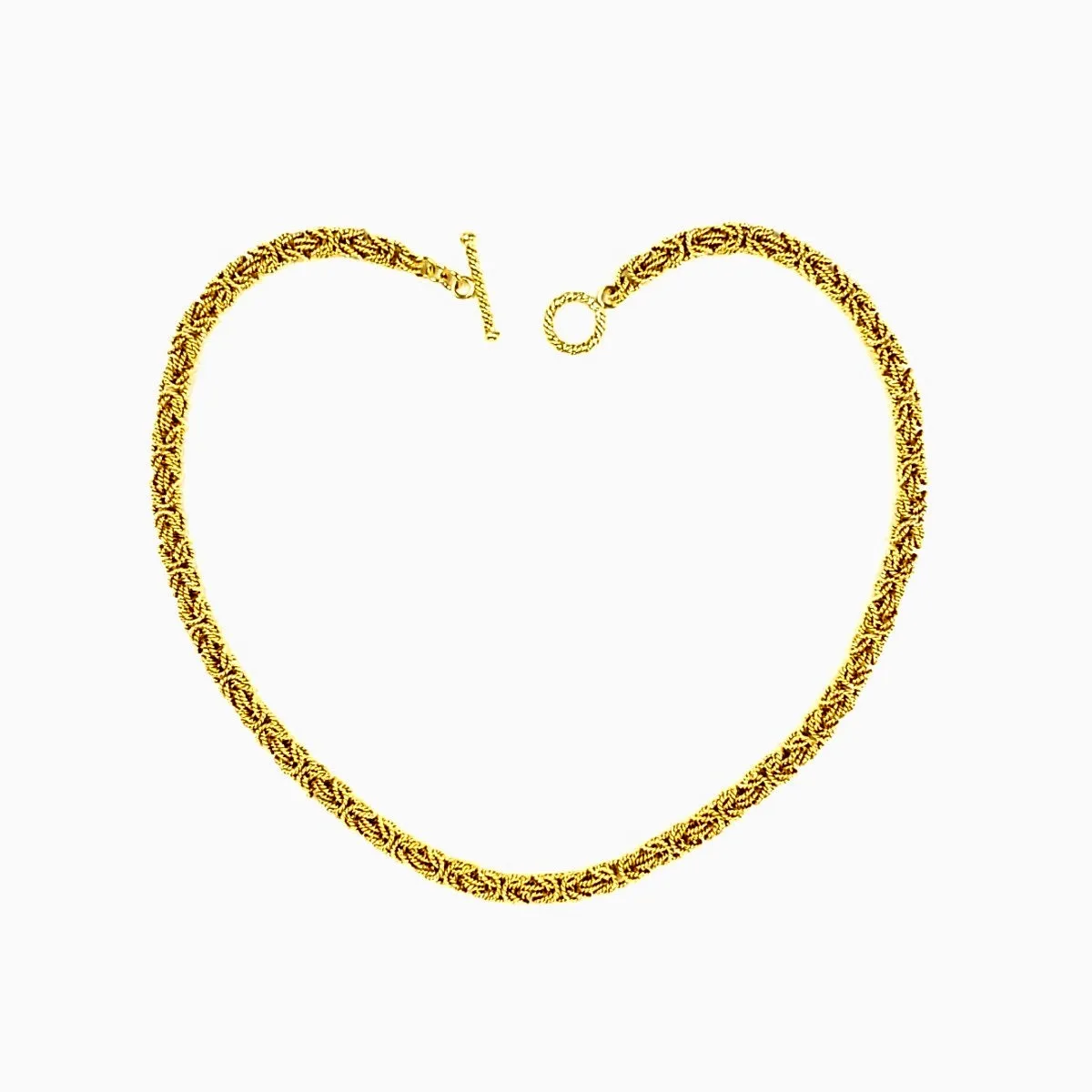 18.5" Handcrafted 24K Gold Vermeil 6mm Byzantine Necklace with Toggle Clasp