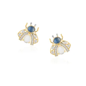 18K Blue Gold Bee Earrings