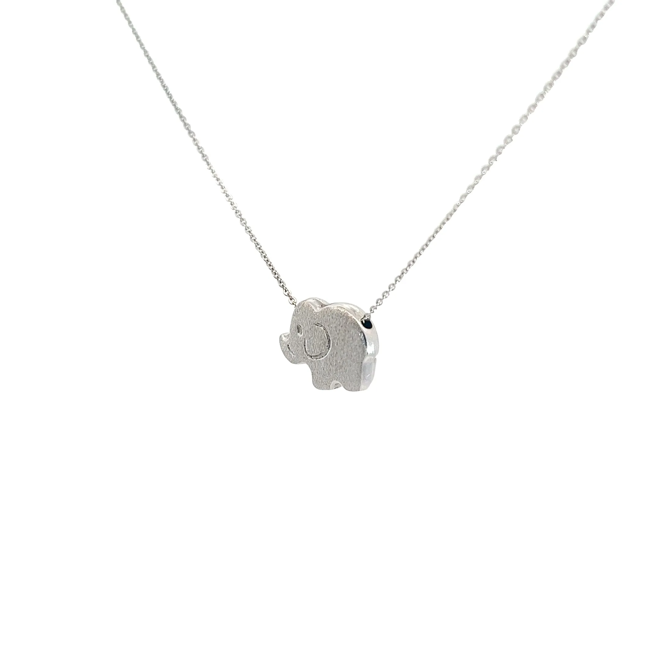 18K WHITE GOLD 2.10 GRAM REVERSIBLE ELEPHANT PENDANT