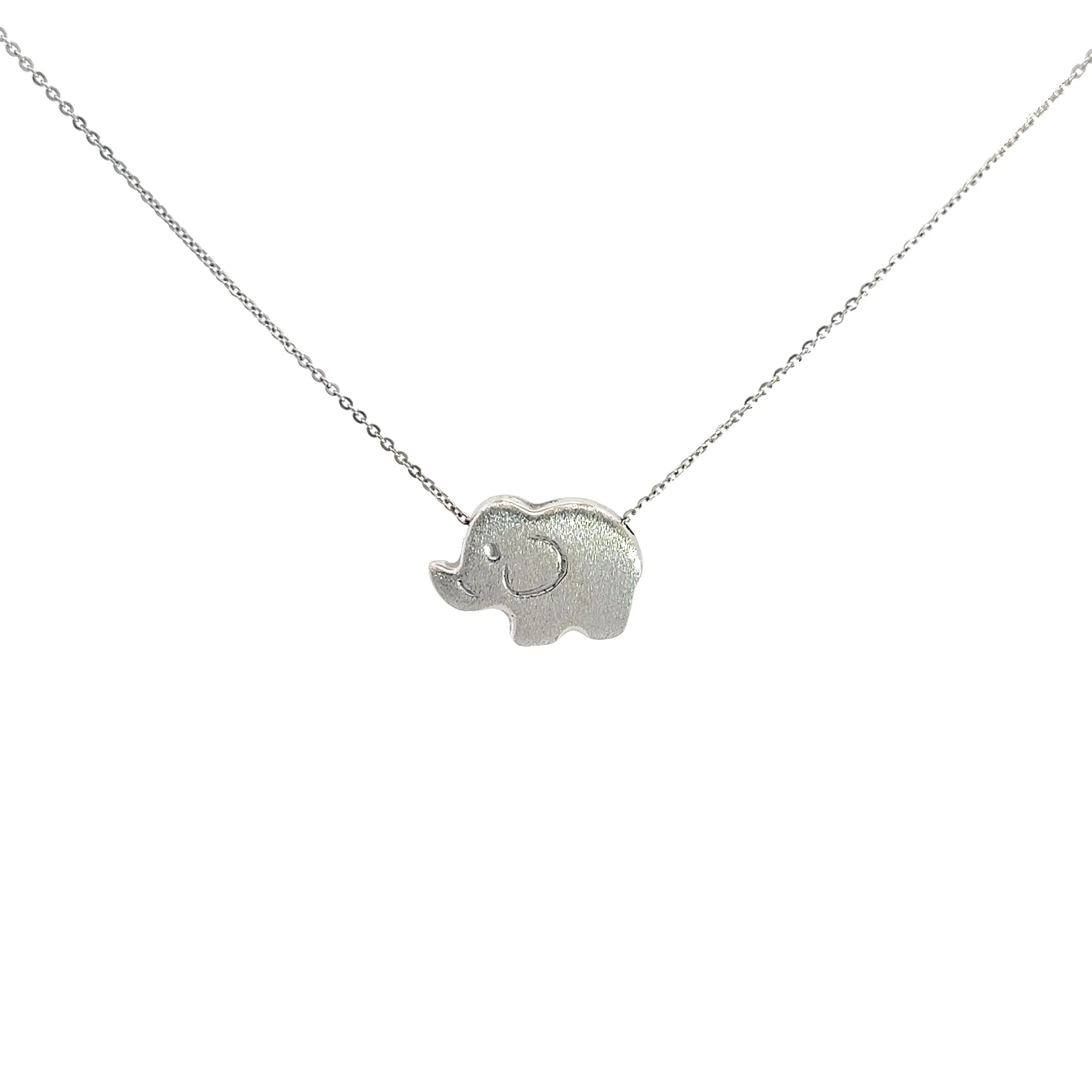 18K WHITE GOLD 2.10 GRAM REVERSIBLE ELEPHANT PENDANT