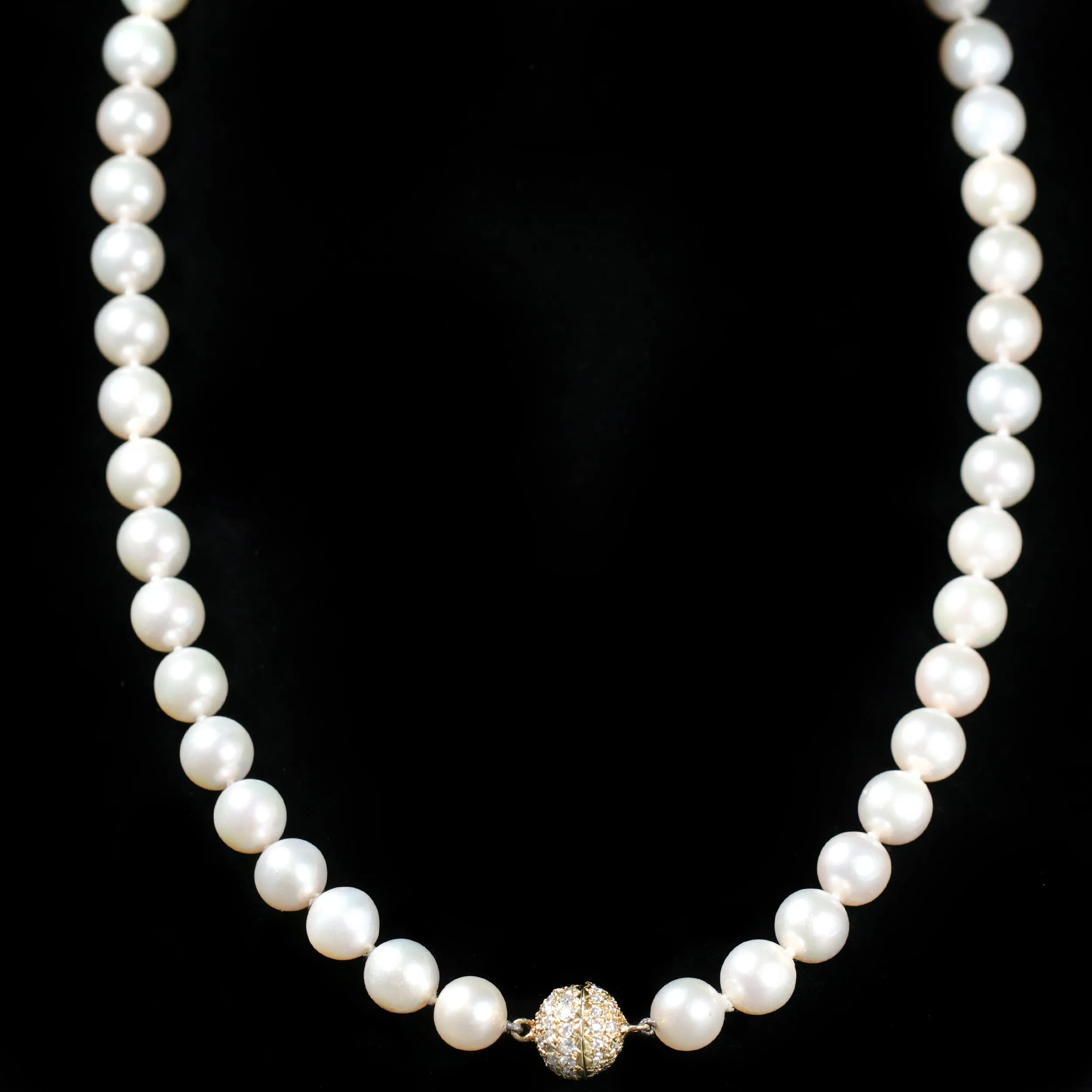 18K Yellow Gold Pearl and Diamond Necklace