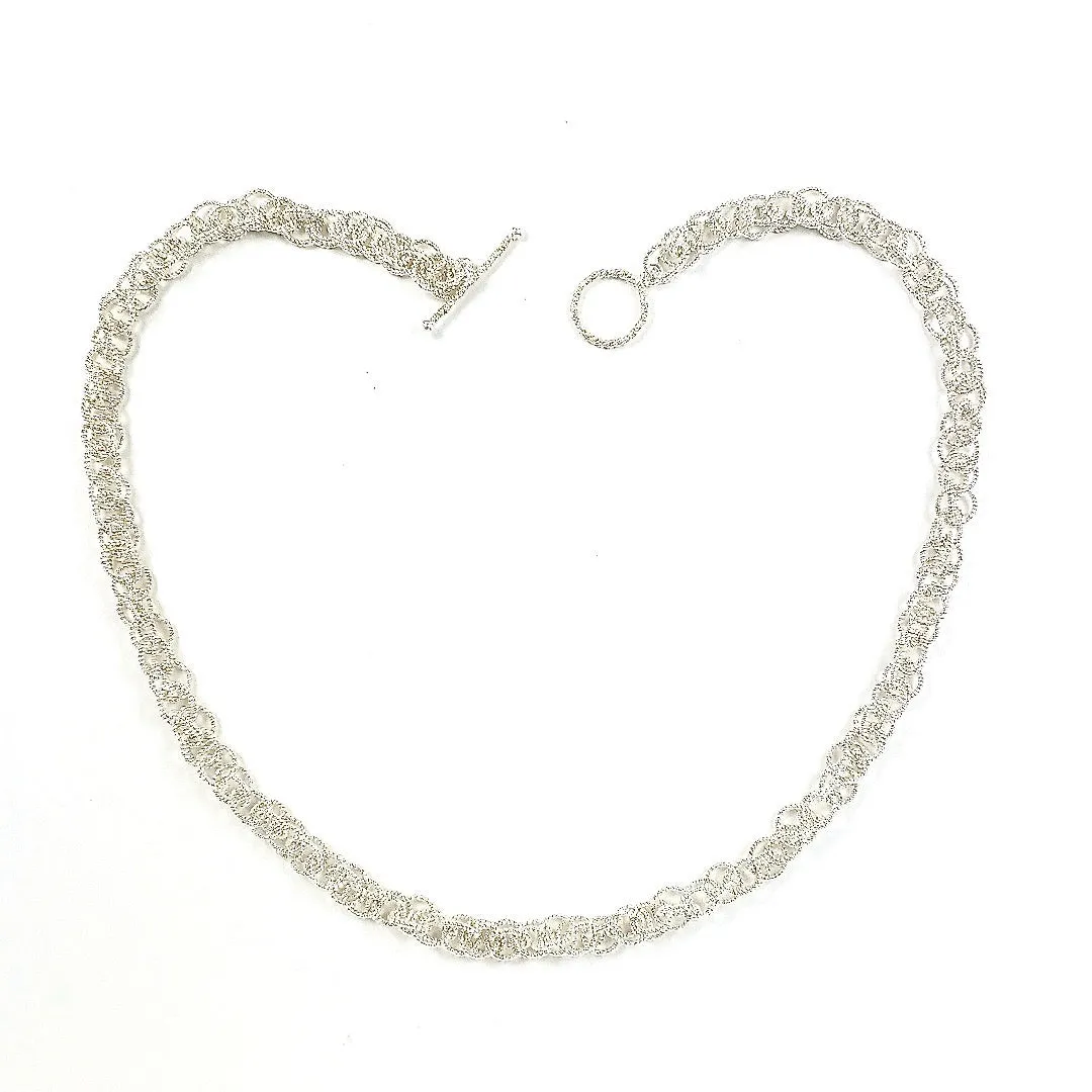 19.25" Handcrafted 925 Sterling Silver 8mm Spinner Necklace with Toggle Clasp