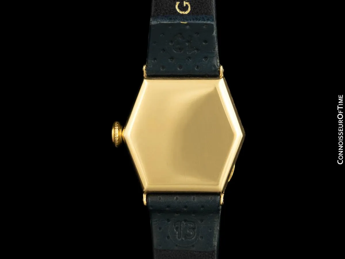 1930's J.E. Caldwell Cresarrow Vintage Art Deco Ladies Watch - 14K Gold & Blue Enamel