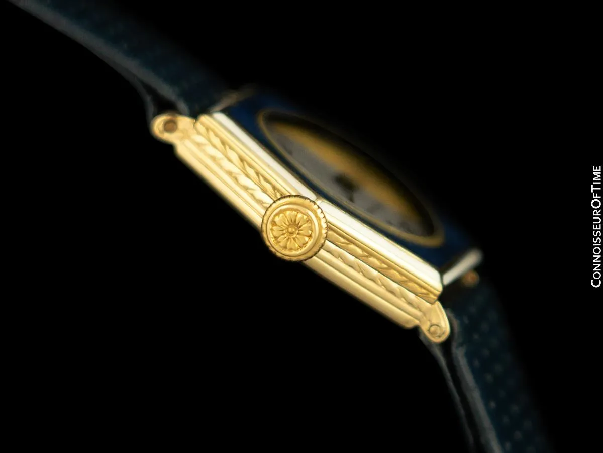 1930's J.E. Caldwell Cresarrow Vintage Art Deco Ladies Watch - 14K Gold & Blue Enamel
