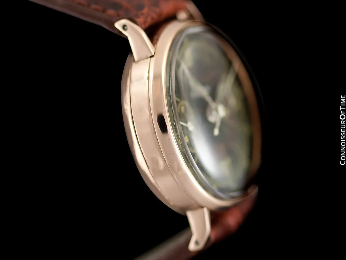 1940's Tissot Rare Omega 28.9 (Lemania 13CH) Vintage Mens Midsize Chrongraph - 14K Rose Gold