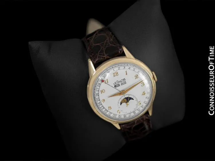 1949 Jaeger-LeCoultre Vintage Mens Triple Date Moon Phase Calendar Watch - 10K Gold Filled