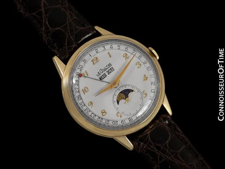 1949 Jaeger-LeCoultre Vintage Mens Triple Date Moon Phase Calendar Watch - 10K Gold Filled