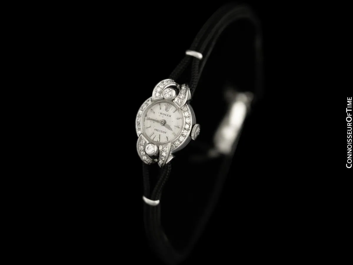 1950's Rolex Ladies Vintage Cocktail Watch - 18K White Gold & Diamonds