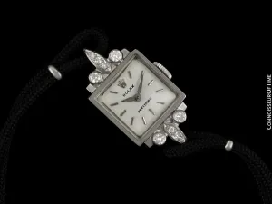 1950's Rolex Ladies Vintage Cocktail Watch - 18K White Gold & Diamonds