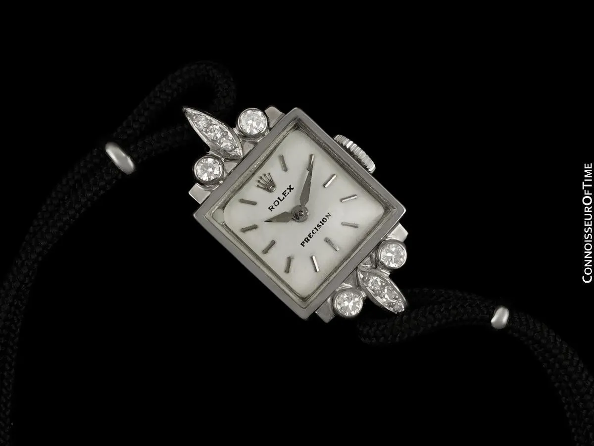 1950's Rolex Ladies Vintage Cocktail Watch - 18K White Gold & Diamonds