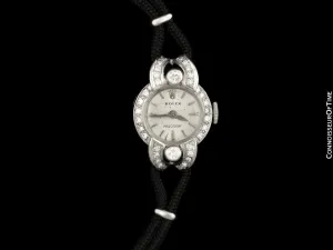 1950's Rolex Ladies Vintage Cocktail Watch - 18K White Gold & Diamonds