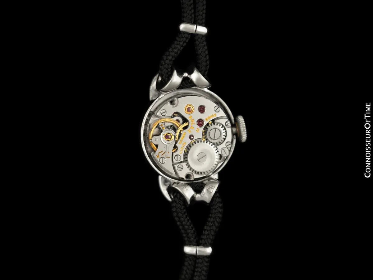 1950's Rolex Ladies Vintage Cocktail Watch - 18K White Gold & Diamonds
