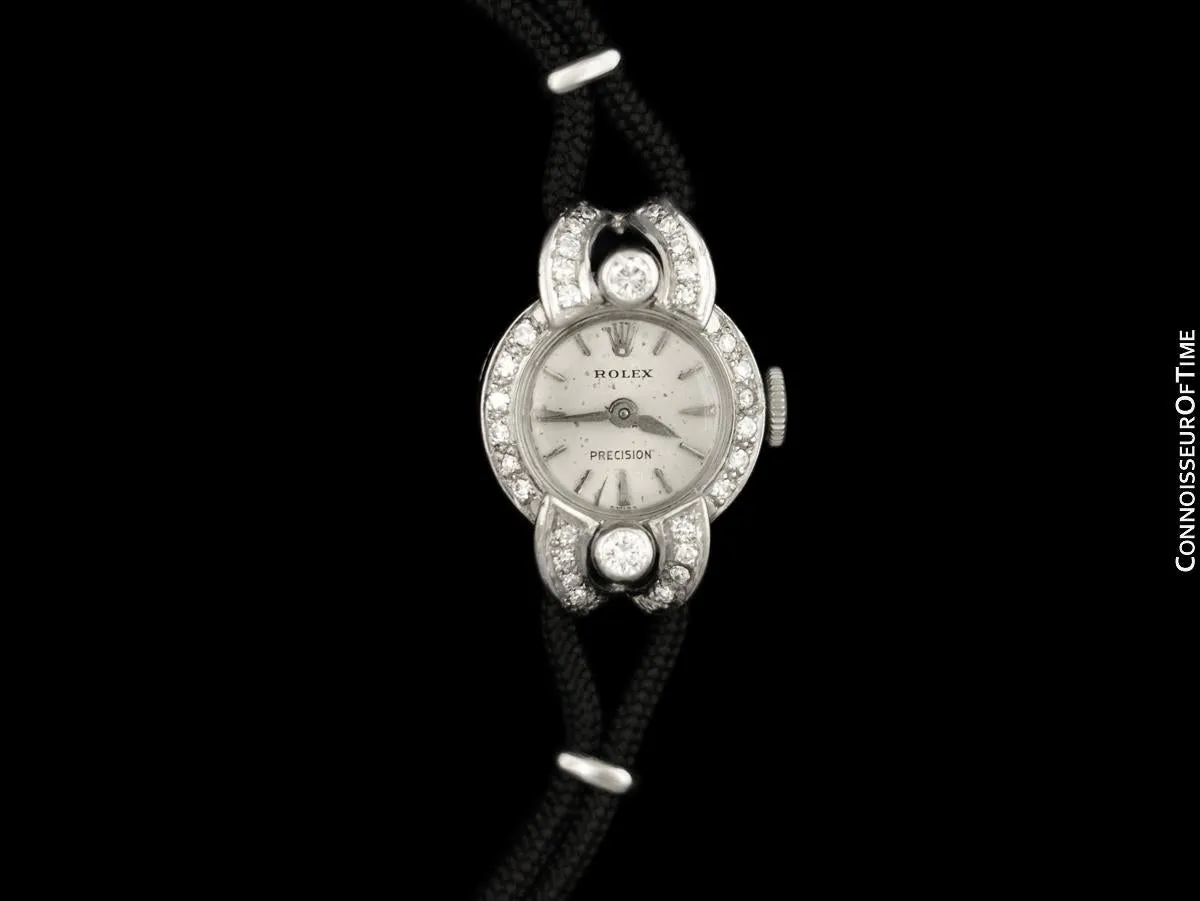 1950's Rolex Ladies Vintage Cocktail Watch - 18K White Gold & Diamonds