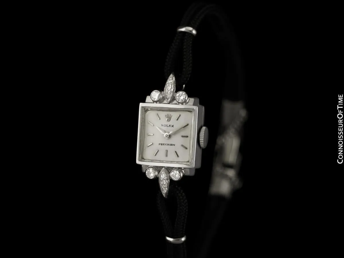 1950's Rolex Ladies Vintage Cocktail Watch - 18K White Gold & Diamonds