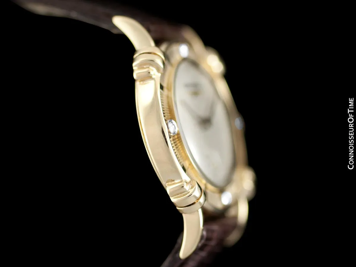 1951 Longines Vintage Mens Midsize Watch with Knot Lugs - 14K Gold & Diamonds