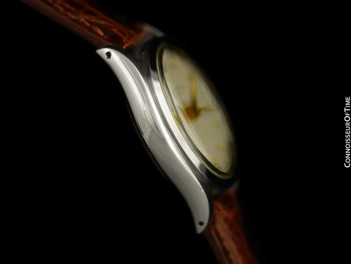 1952 Rolex Oysterdate Vintage Mens Ref. 6094 Handwound Red Date Watch - Stainless Steel