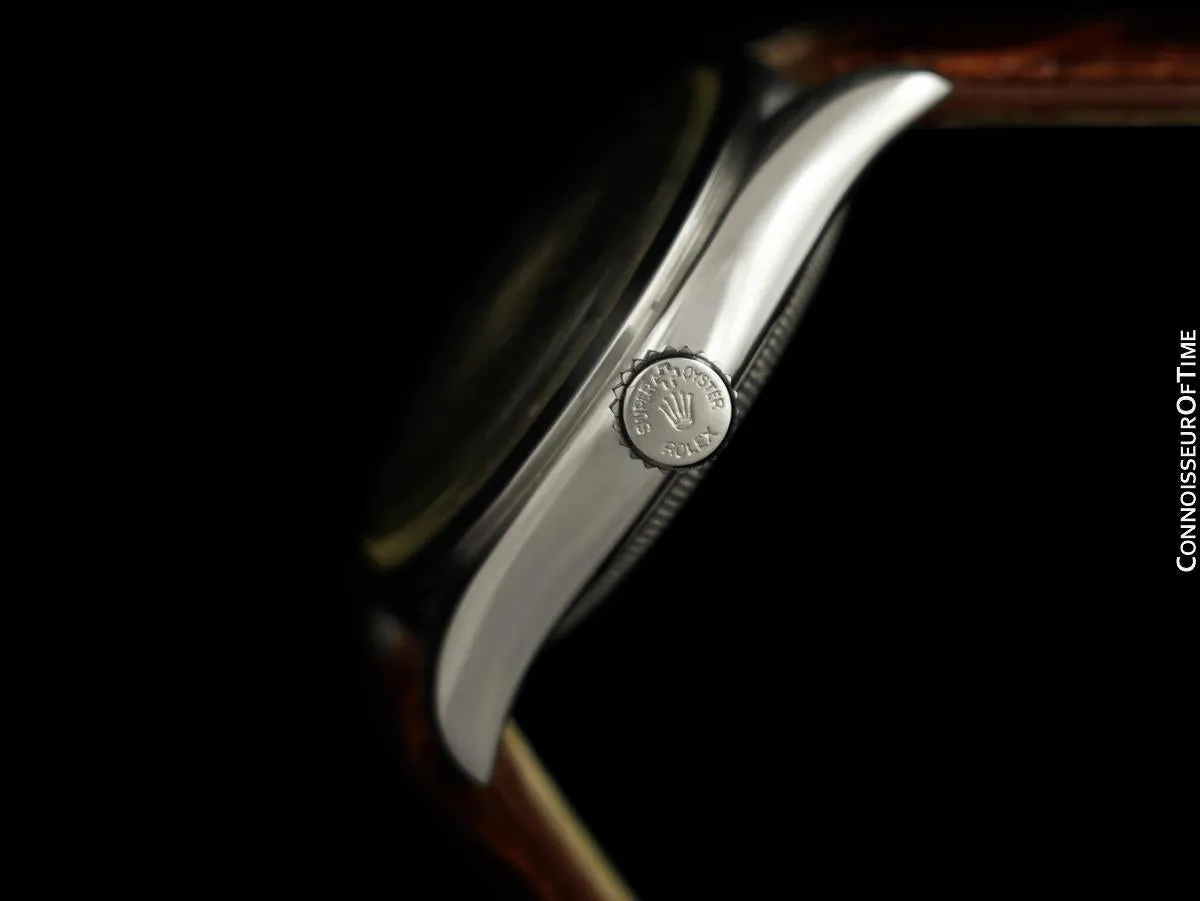 1952 Rolex Oysterdate Vintage Mens Ref. 6094 Handwound Red Date Watch - Stainless Steel