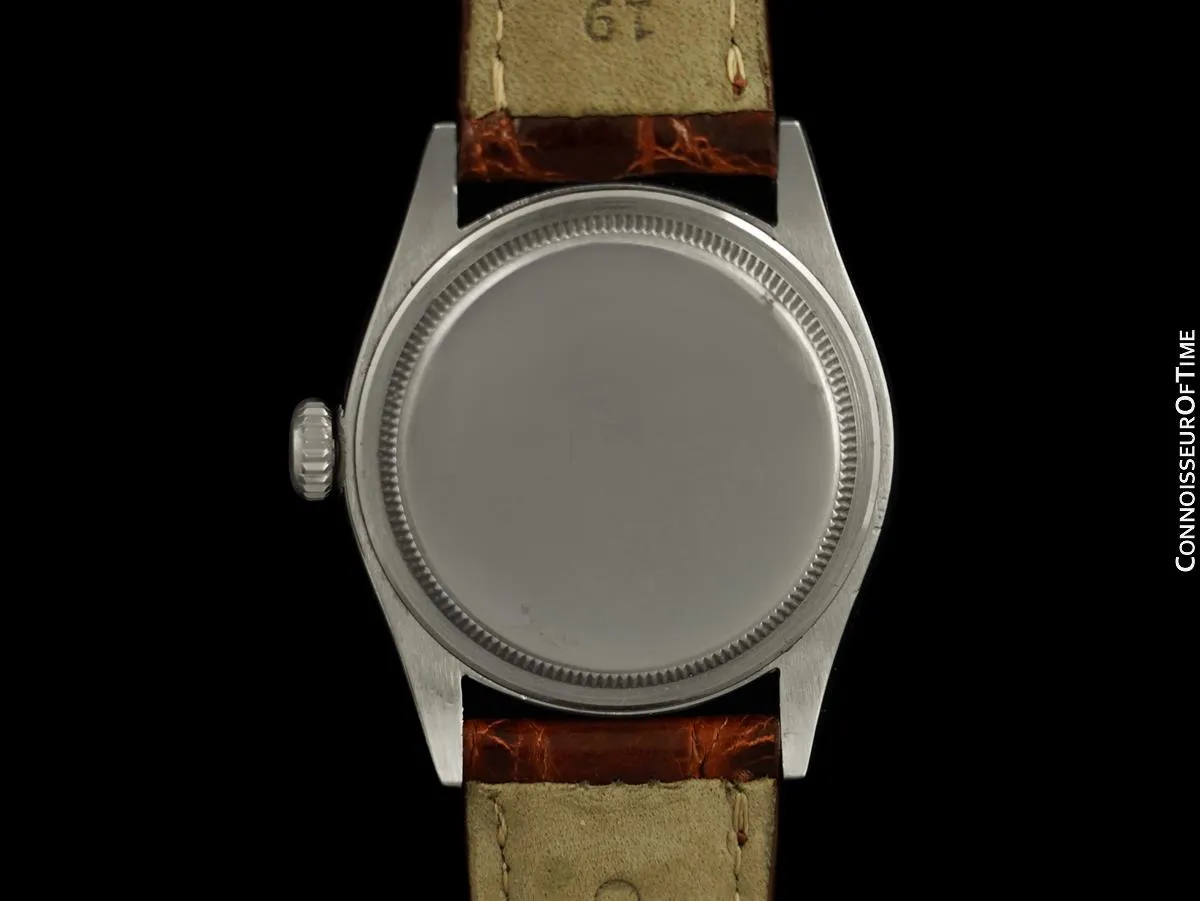 1952 Rolex Oysterdate Vintage Mens Ref. 6094 Handwound Red Date Watch - Stainless Steel