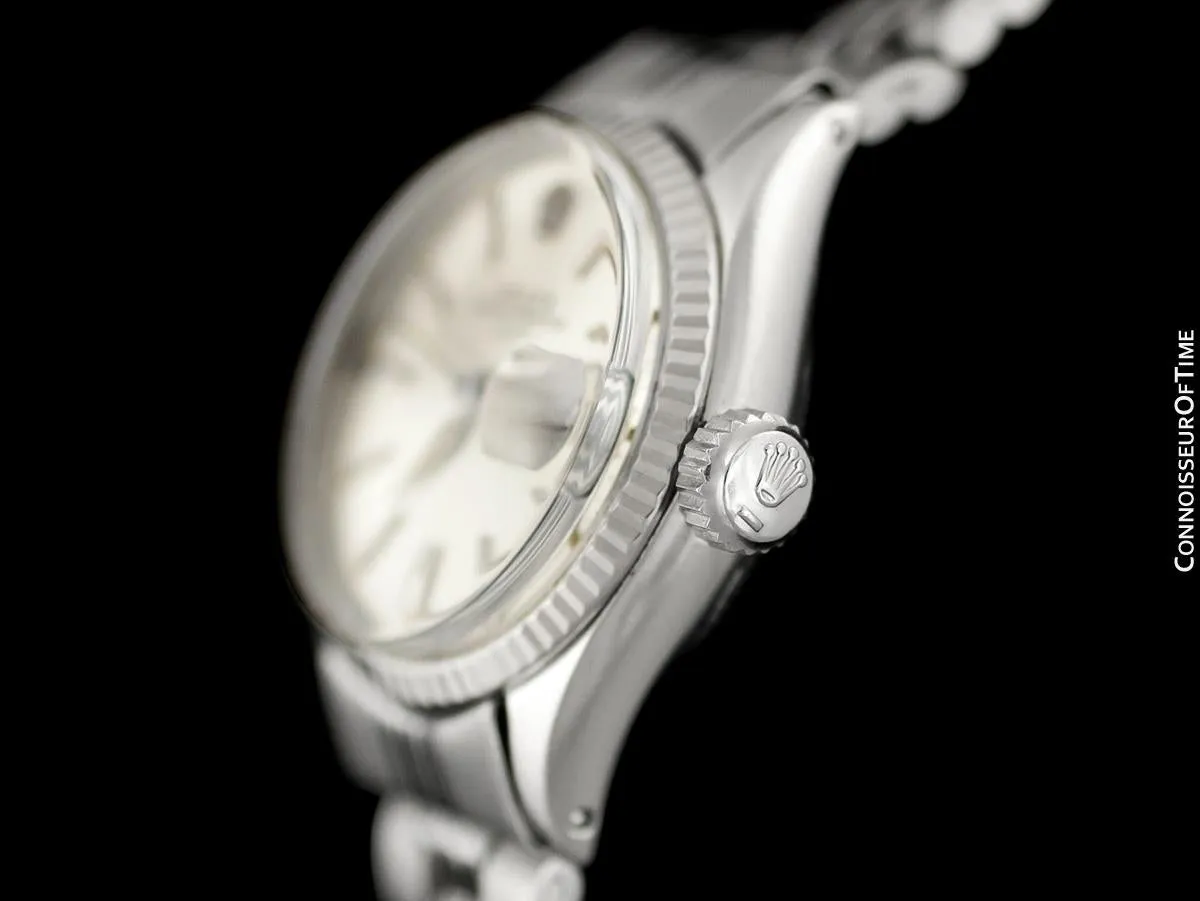 1963 Rolex Classic Vintage Ladies Date Datejust Watch, Silver Dial - Stainless Steel & 18K White Gold