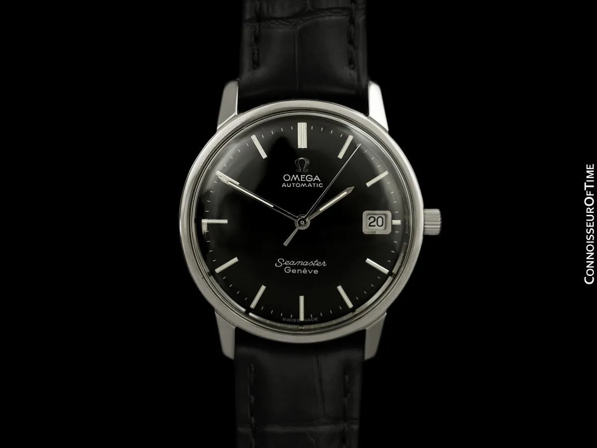 1969 Omega Seamaster Geneve Mens Vintage Watch with 565 Movement, Automatic, Quick-Setting Date - Stainless Steel