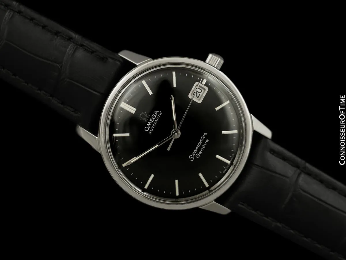 1969 Omega Seamaster Geneve Mens Vintage Watch with 565 Movement, Automatic, Quick-Setting Date - Stainless Steel
