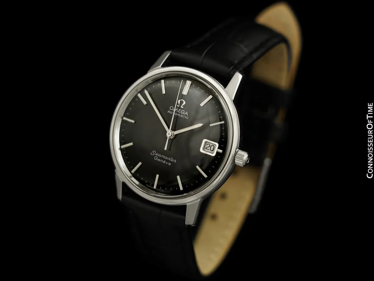 1969 Omega Seamaster Geneve Mens Vintage Watch with 565 Movement, Automatic, Quick-Setting Date - Stainless Steel
