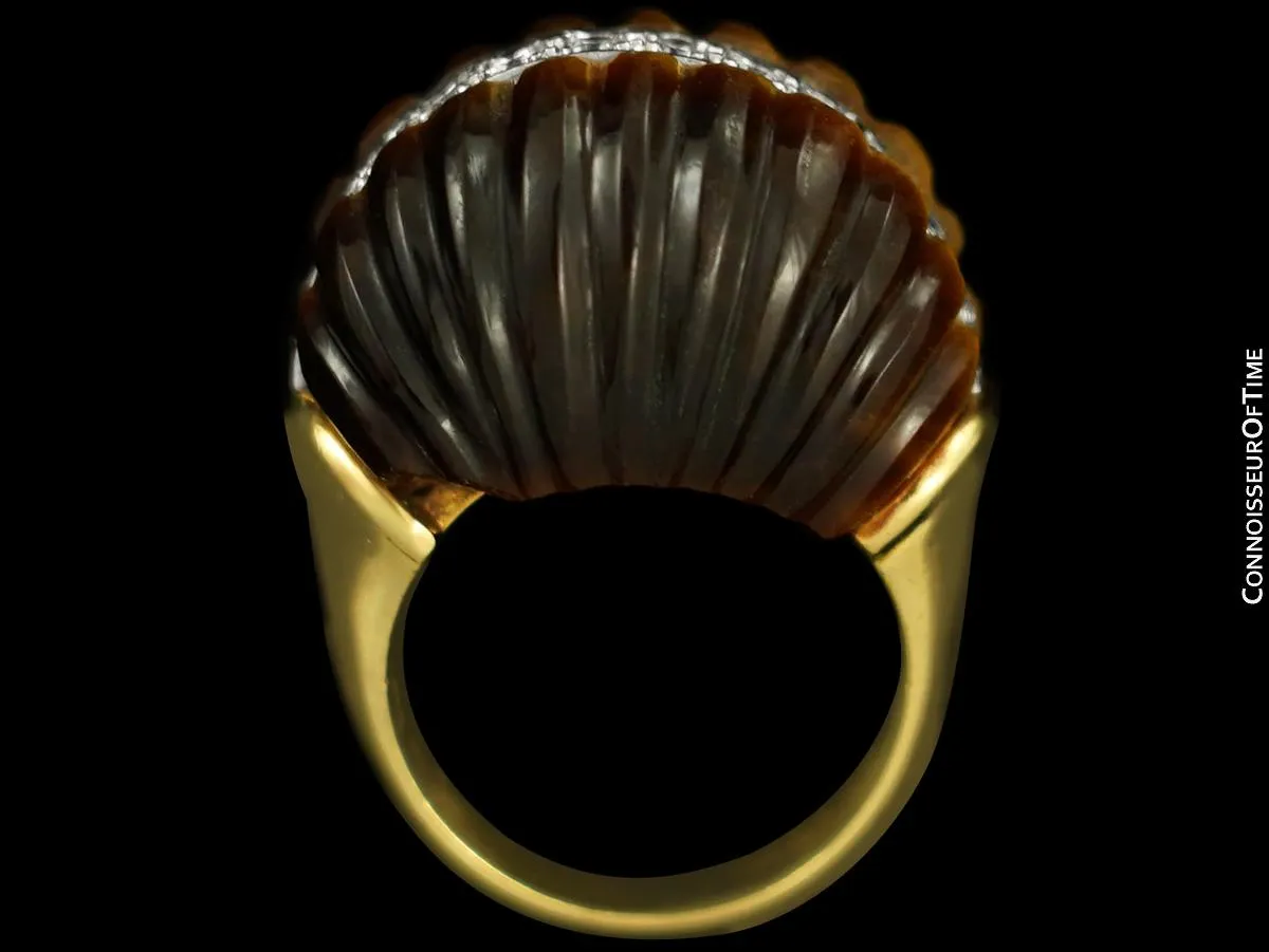 1970 Piaget Ladies Vintage Tiger Eye 18K Gold & Factory Piaget Diamond Watch & Ring - Boxes & Papers