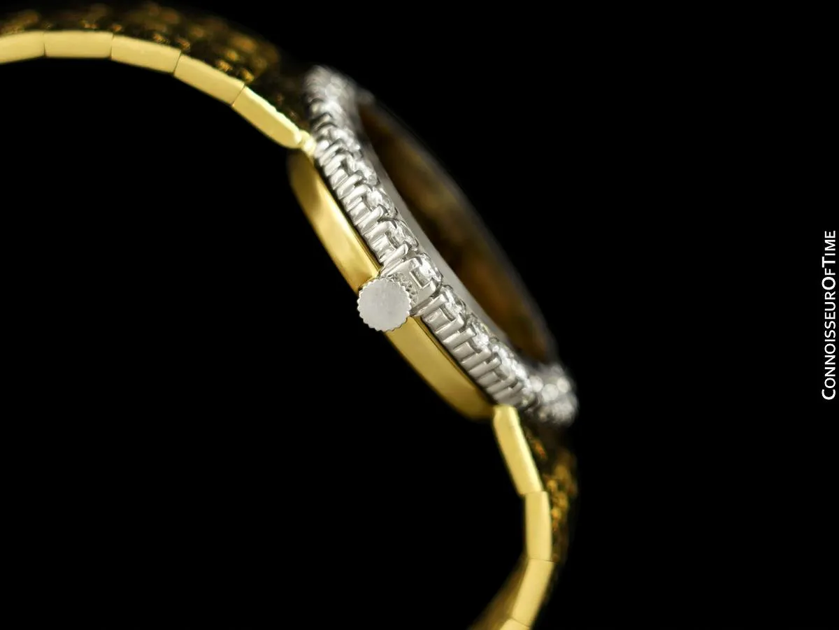 1970 Piaget Ladies Vintage Tiger Eye 18K Gold & Factory Piaget Diamond Watch & Ring - Boxes & Papers