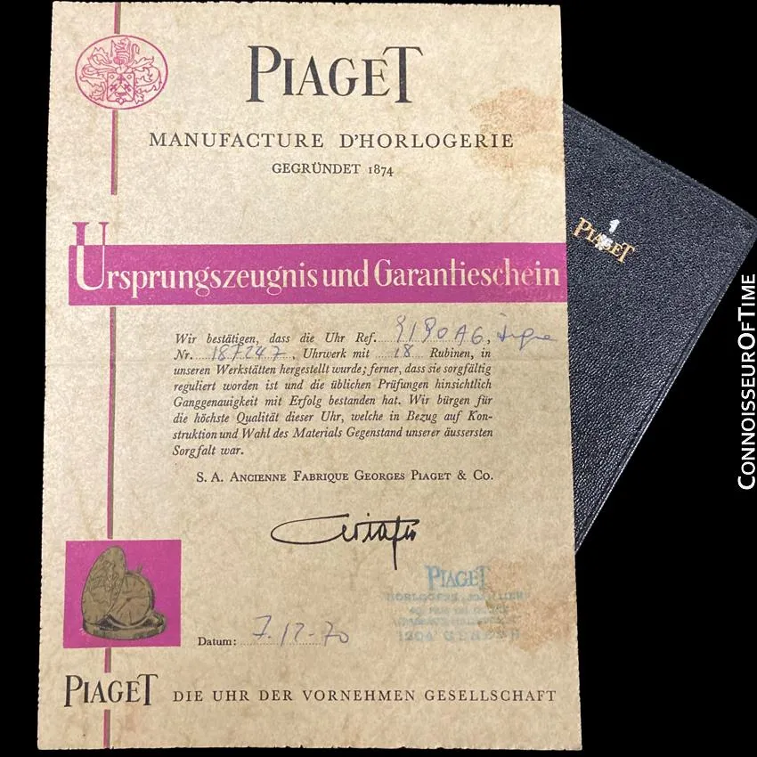 1970 Piaget Ladies Vintage Tiger Eye 18K Gold & Factory Piaget Diamond Watch & Ring - Boxes & Papers