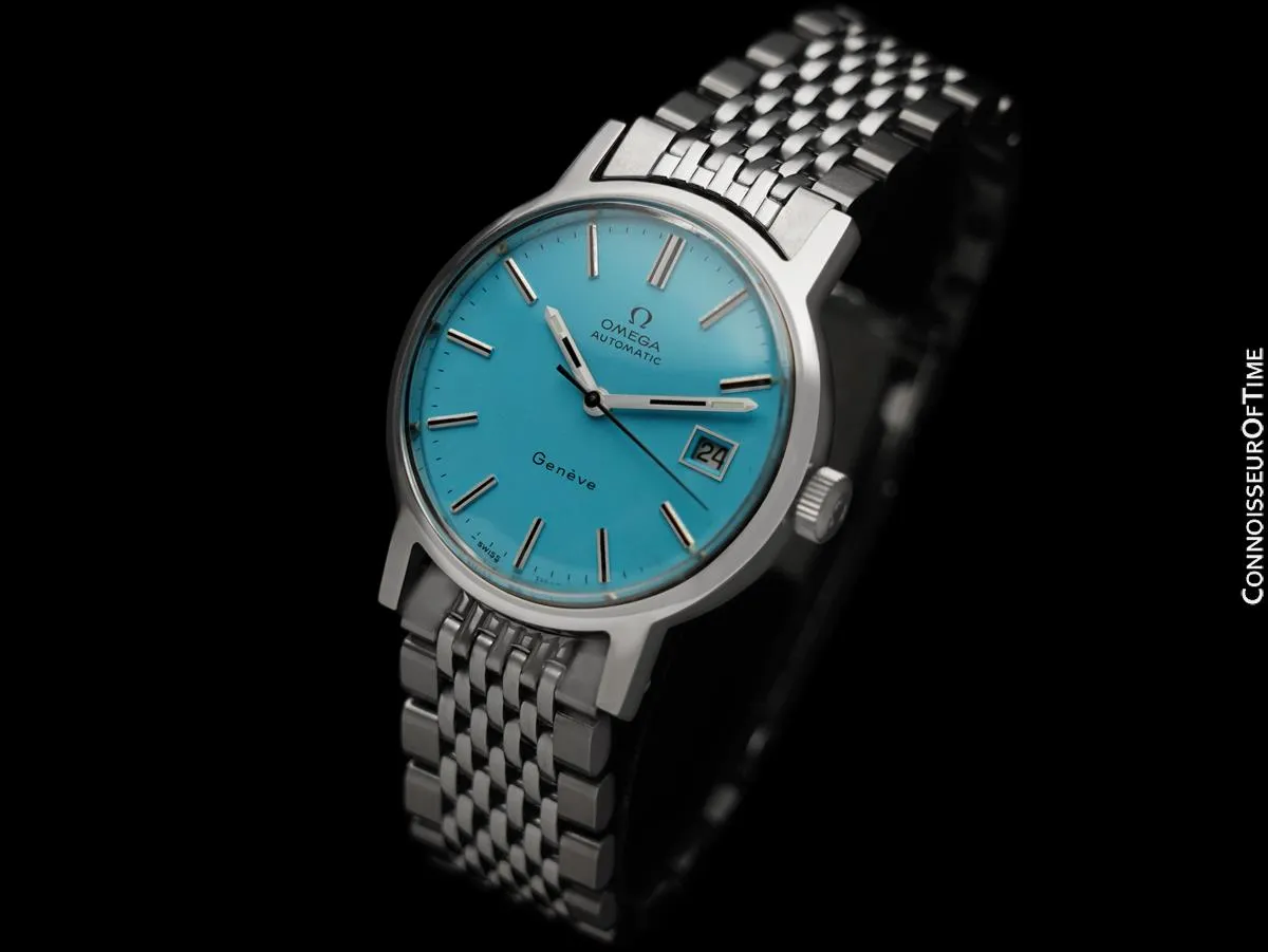 1973 Omega Geneve Vintage Mens Automatic Watch with Quick-Setting Date - Stainless Steel