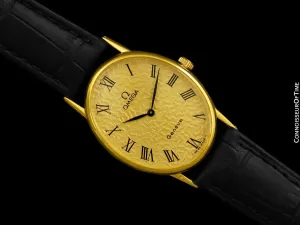 1973 Omega Vintage De Ville Mens Midsize Watch with Special Dial - 18K Gold Plated & Stainless Steel