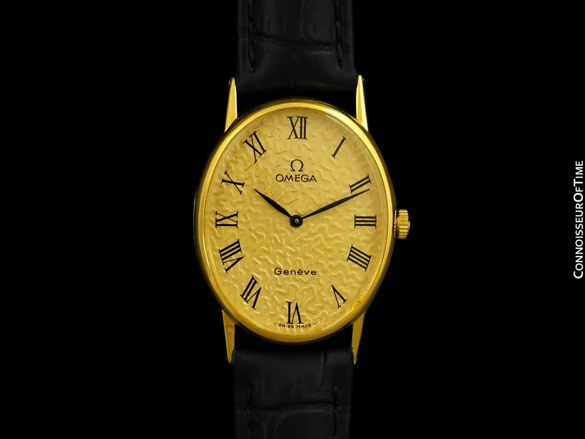 1973 Omega Vintage De Ville Mens Midsize Watch with Special Dial - 18K Gold Plated & Stainless Steel