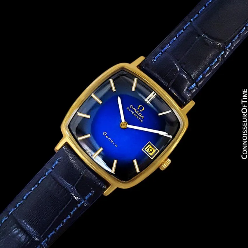 1974 Omega Geneve Vintage Mens Midsize 18K Gold Plated Watch - Mint with Warranty