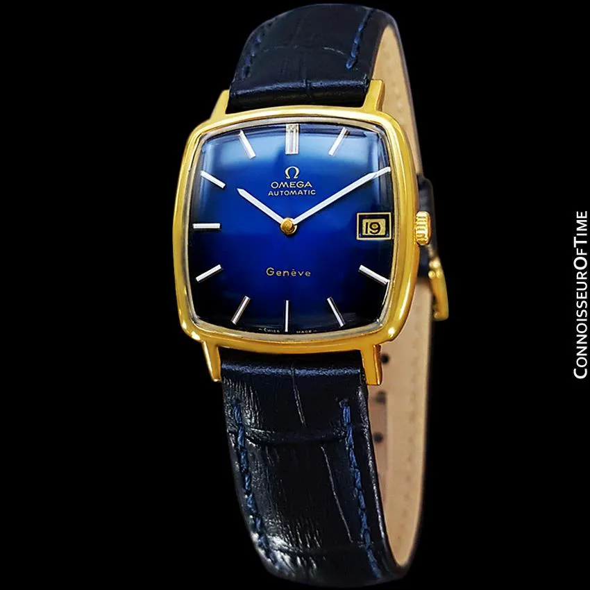 1974 Omega Geneve Vintage Mens Midsize 18K Gold Plated Watch - Mint with Warranty