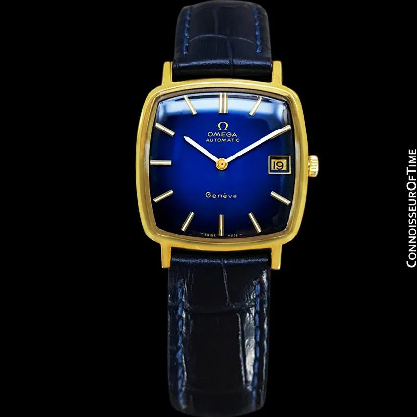 1974 Omega Geneve Vintage Mens Midsize 18K Gold Plated Watch - Mint with Warranty