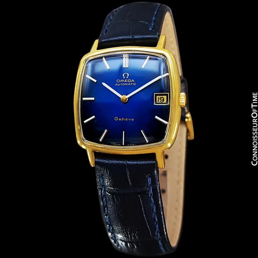 1974 Omega Geneve Vintage Mens Midsize 18K Gold Plated Watch - Mint with Warranty