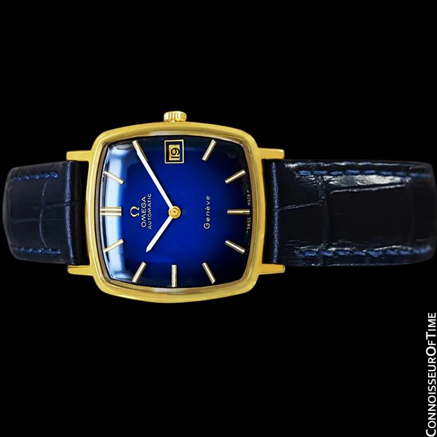 1974 Omega Geneve Vintage Mens Midsize 18K Gold Plated Watch - Mint with Warranty