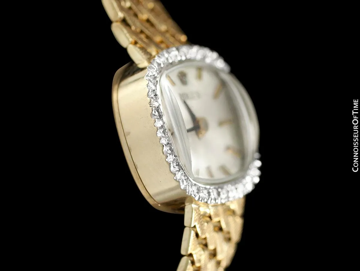 1980's Rolex Ladies Vintage Dress Watch - 14K Gold & Diamonds