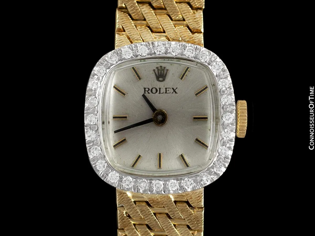 1980's Rolex Ladies Vintage Dress Watch - 14K Gold & Diamonds