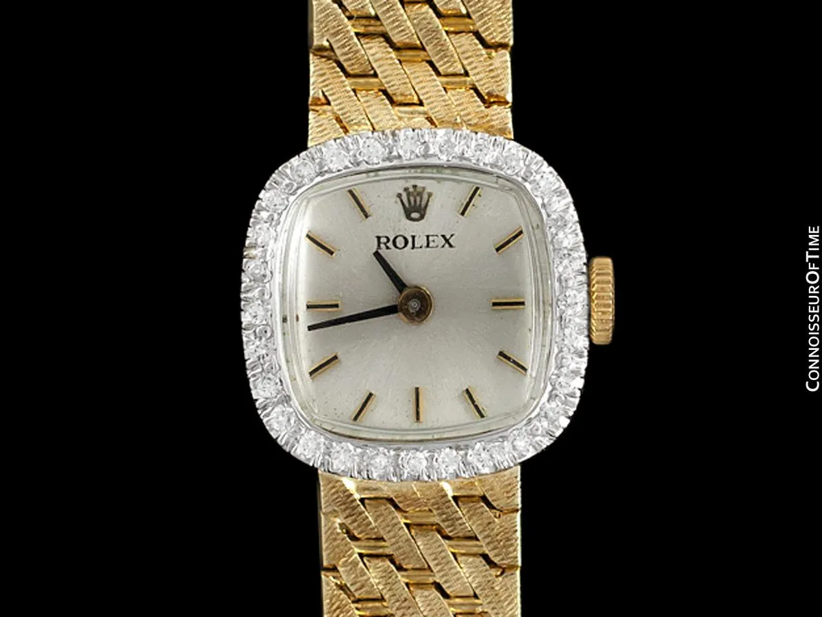 1980's Rolex Ladies Vintage Dress Watch - 14K Gold & Diamonds