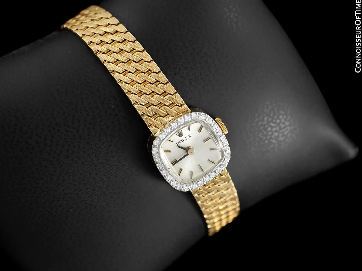 1980's Rolex Ladies Vintage Dress Watch - 14K Gold & Diamonds