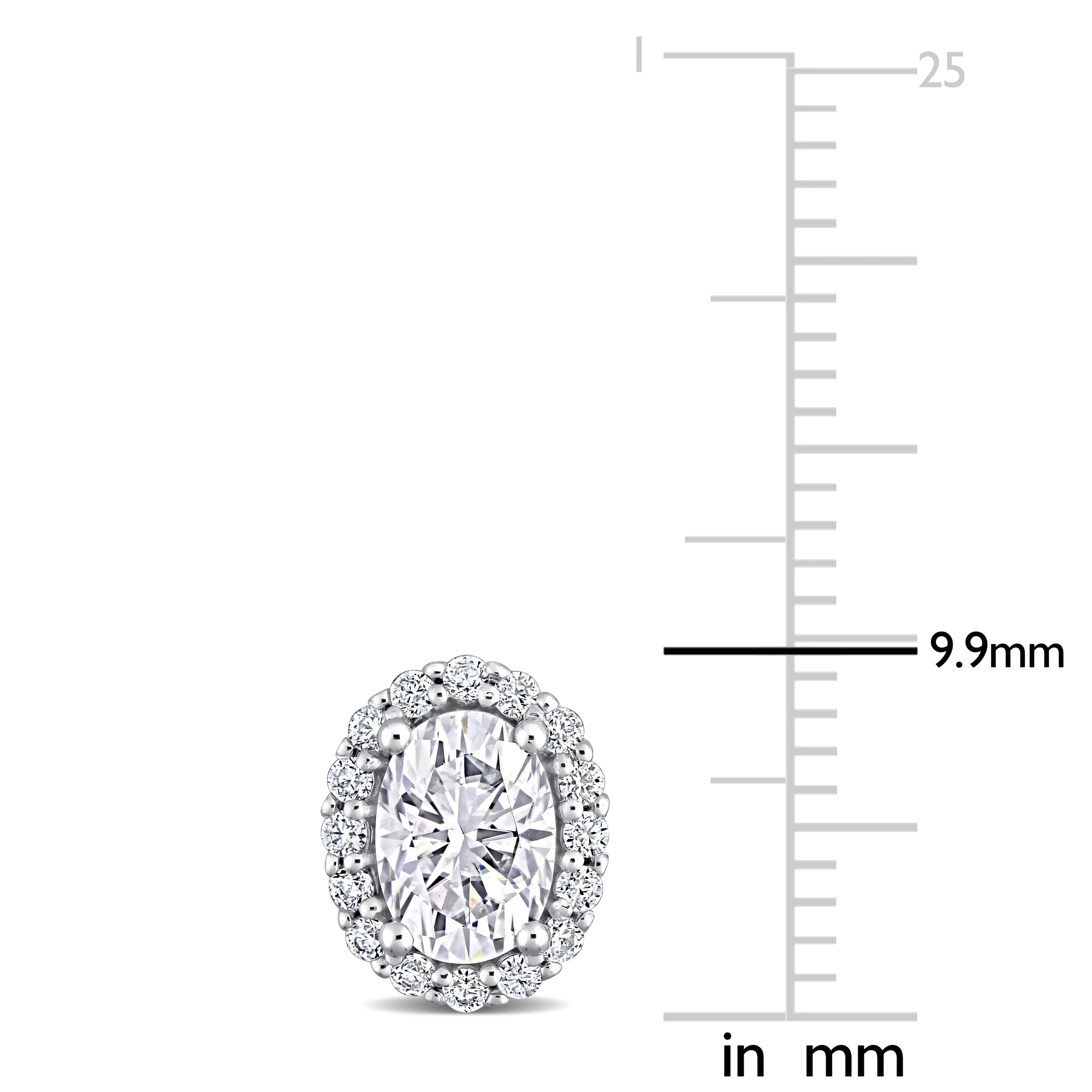 2 1/3 CT TGW Oval Halo Moissanite Stud10K White Gold