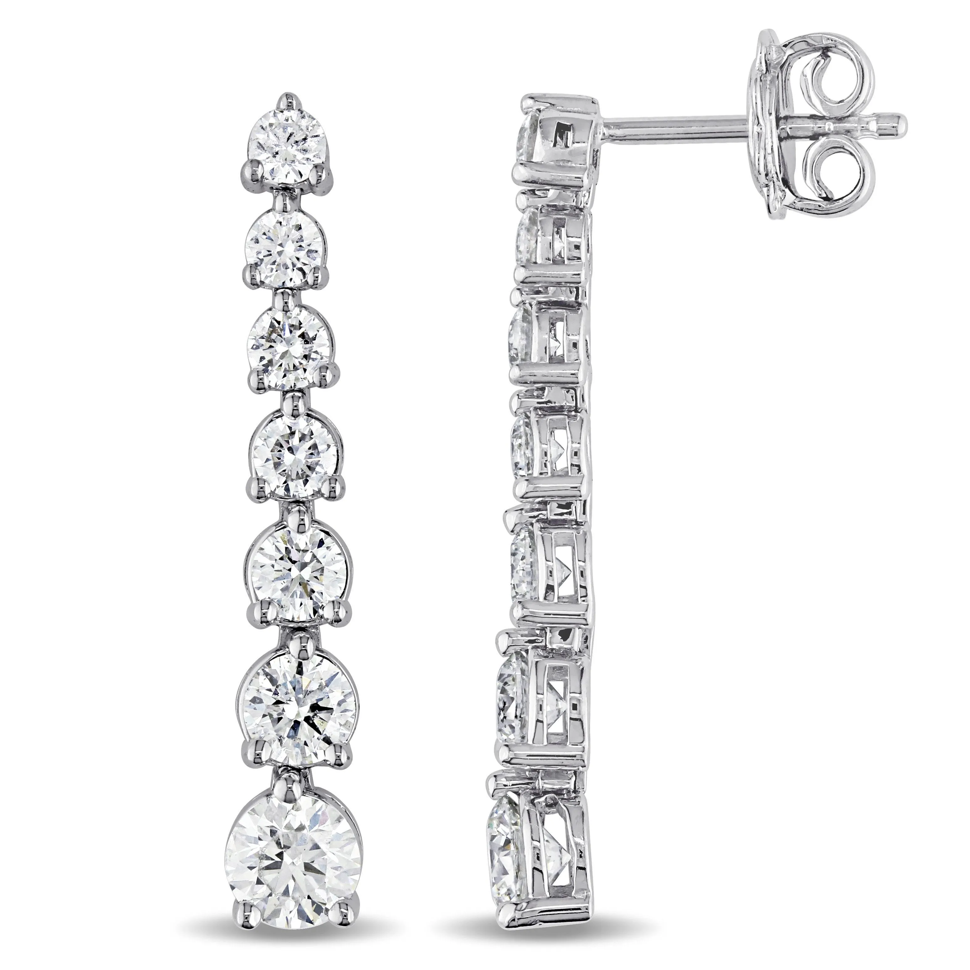 2 1/4 CT Diamond TW Fashion Post Earrings 18k Gold White GH SI