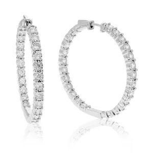 2 cttw Lab Grown Diamond Inside Out Hoop Earrings Sterling Silver