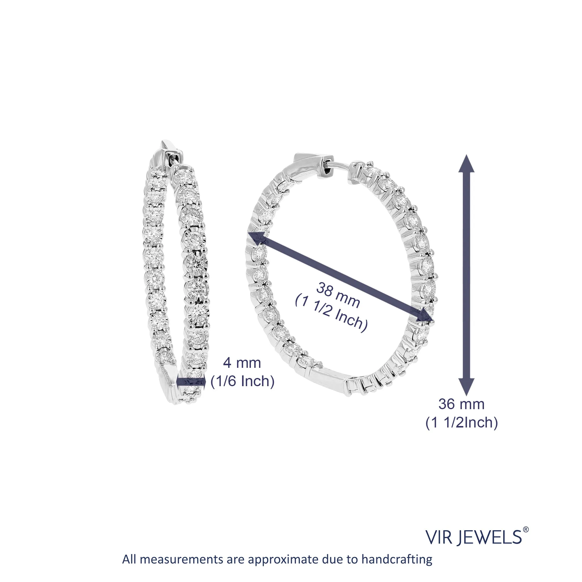 2 cttw Lab Grown Diamond Inside Out Hoop Earrings Sterling Silver