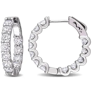 3 1/4 CT TW Moissanite Hoop Earrings 10k White Gold