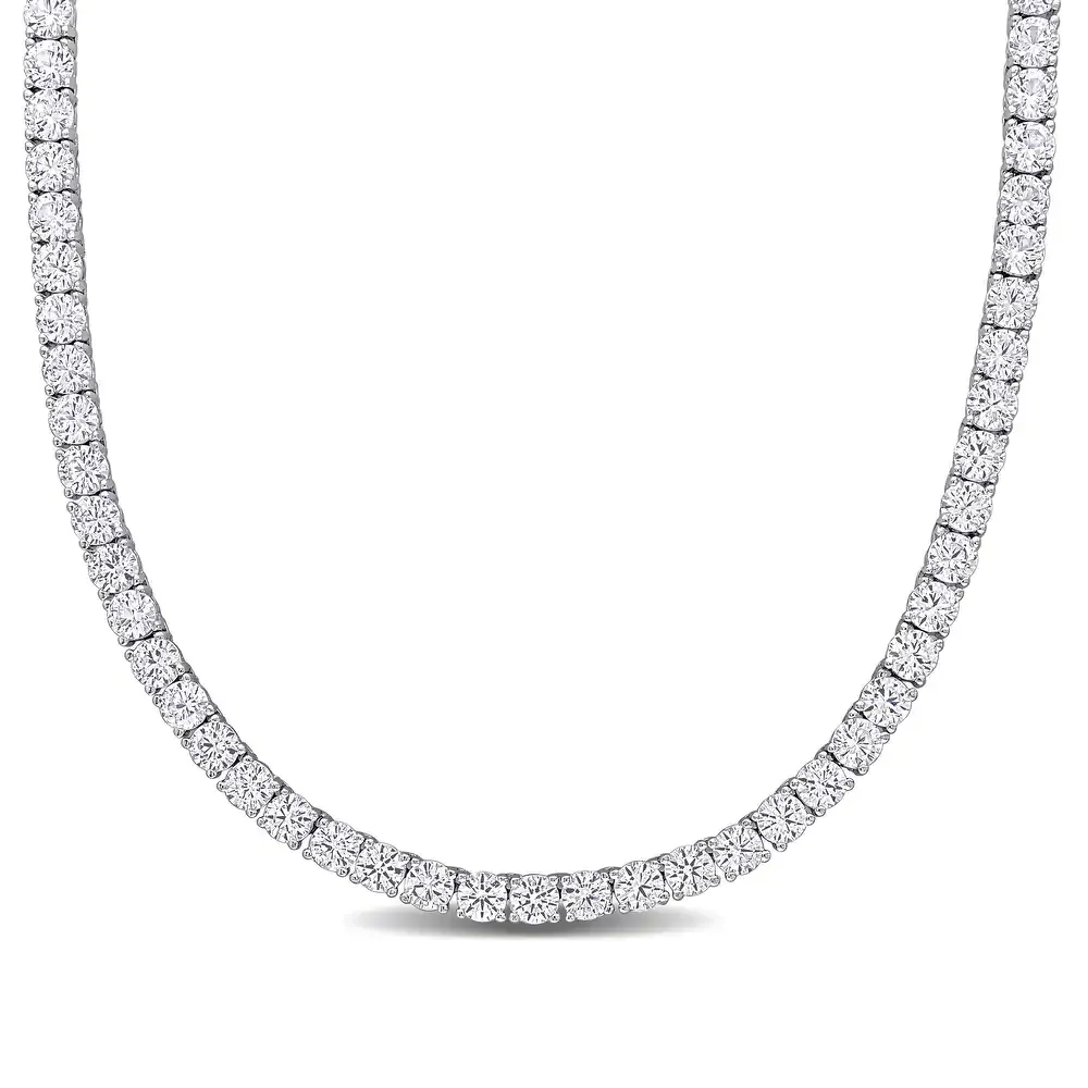 33Ct TGW  Tennis Sterling Silver Necklace