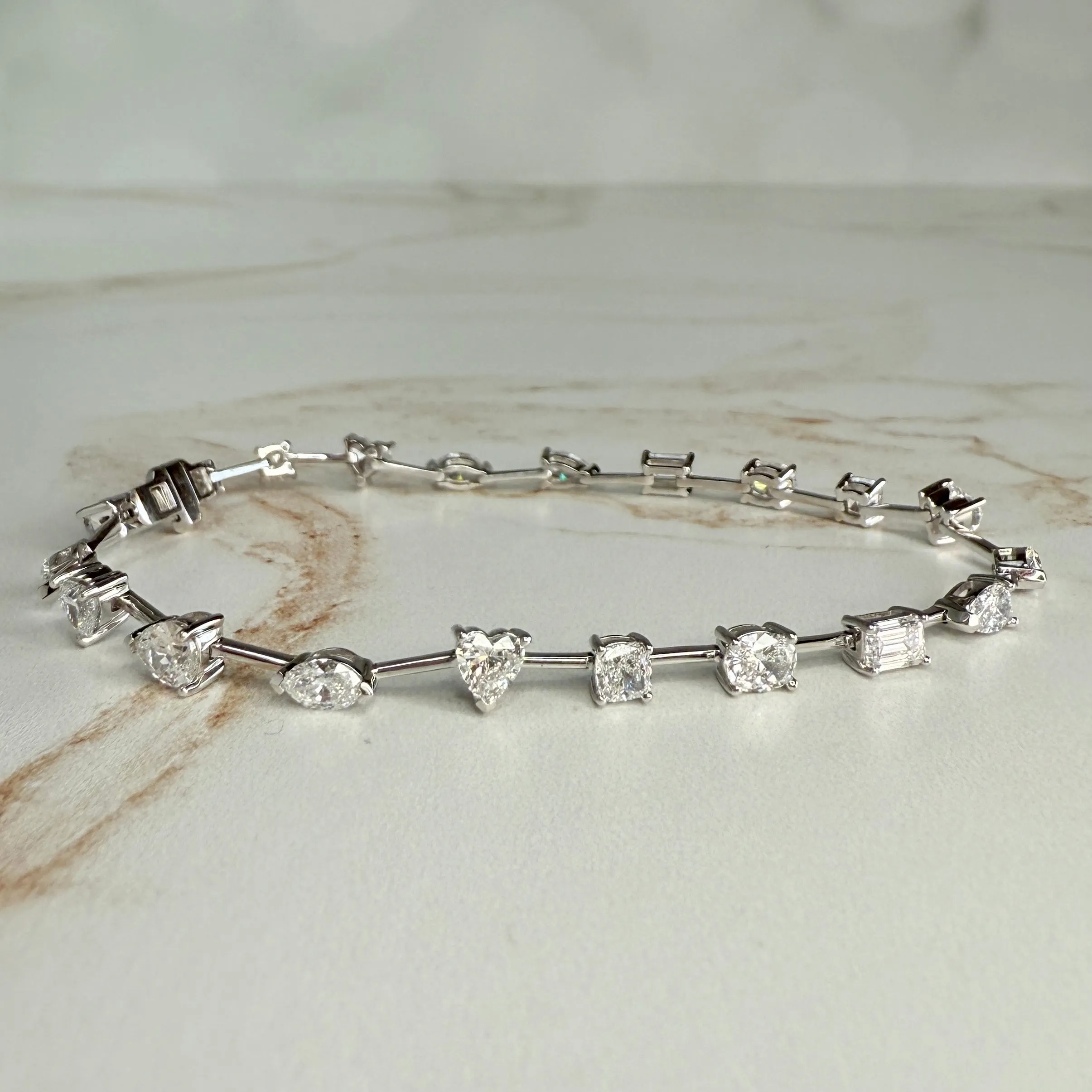 4.52ct Multi-Shape Lab Diamond Tennis Bracelet 14k