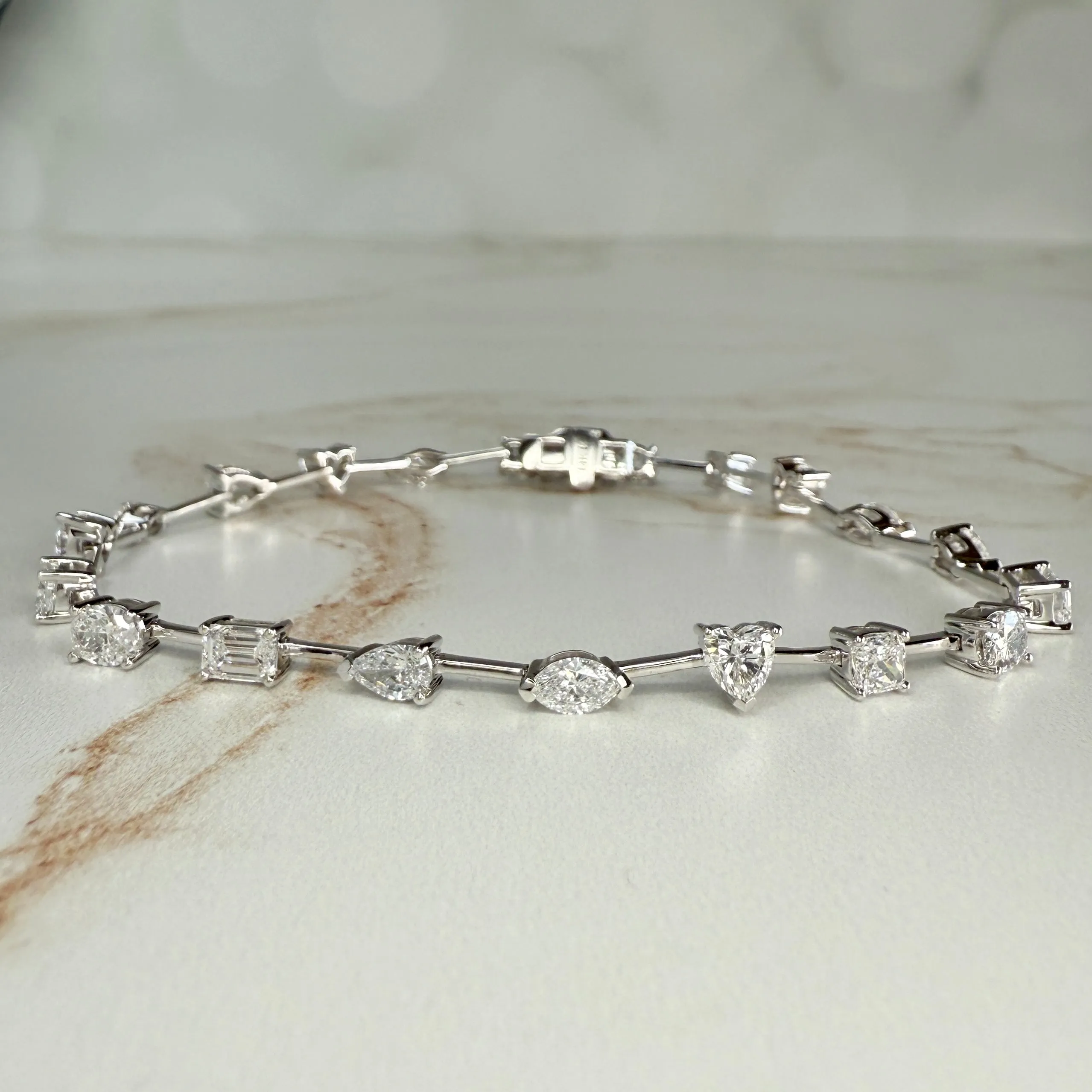 4.52ct Multi-Shape Lab Diamond Tennis Bracelet 14k