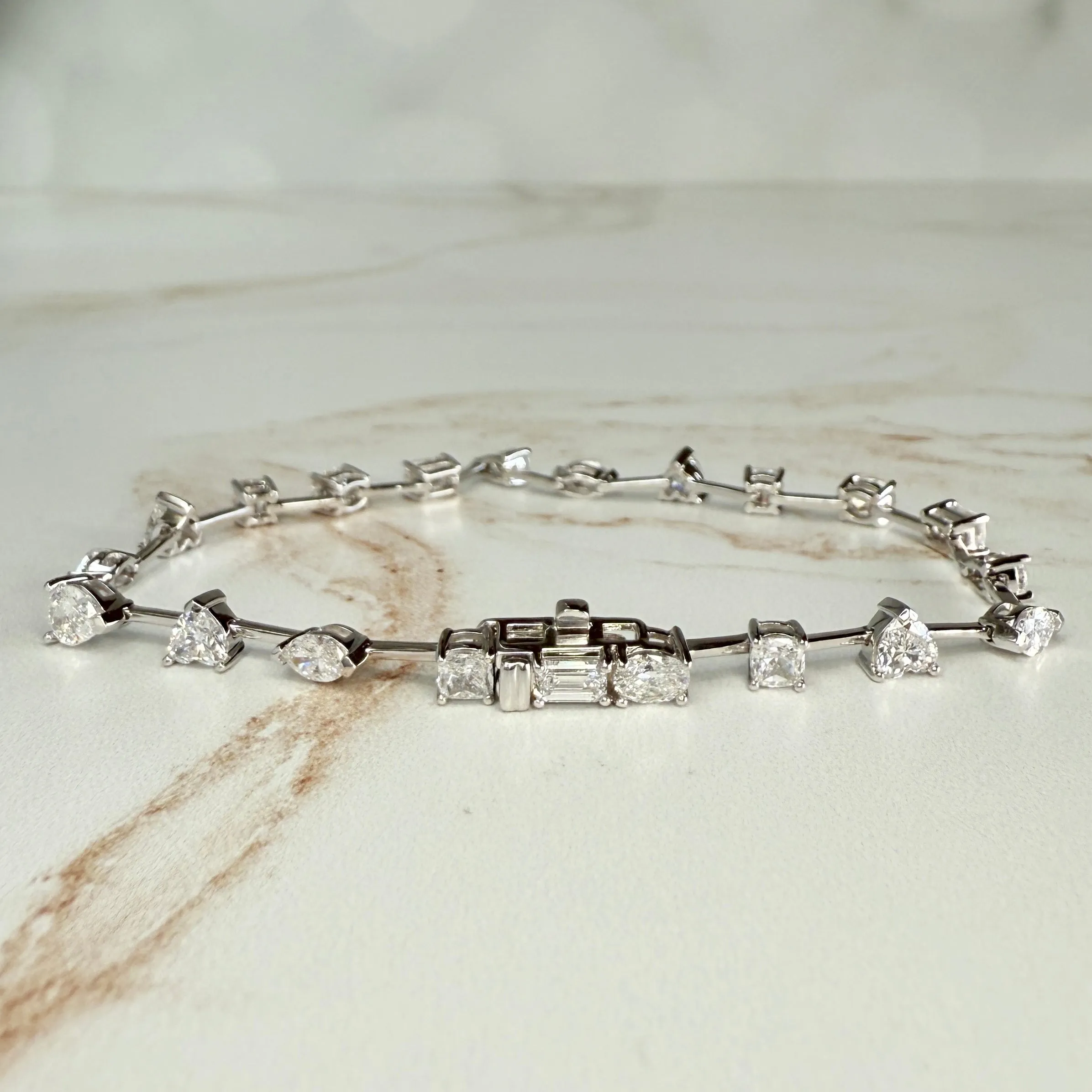 4.52ct Multi-Shape Lab Diamond Tennis Bracelet 14k